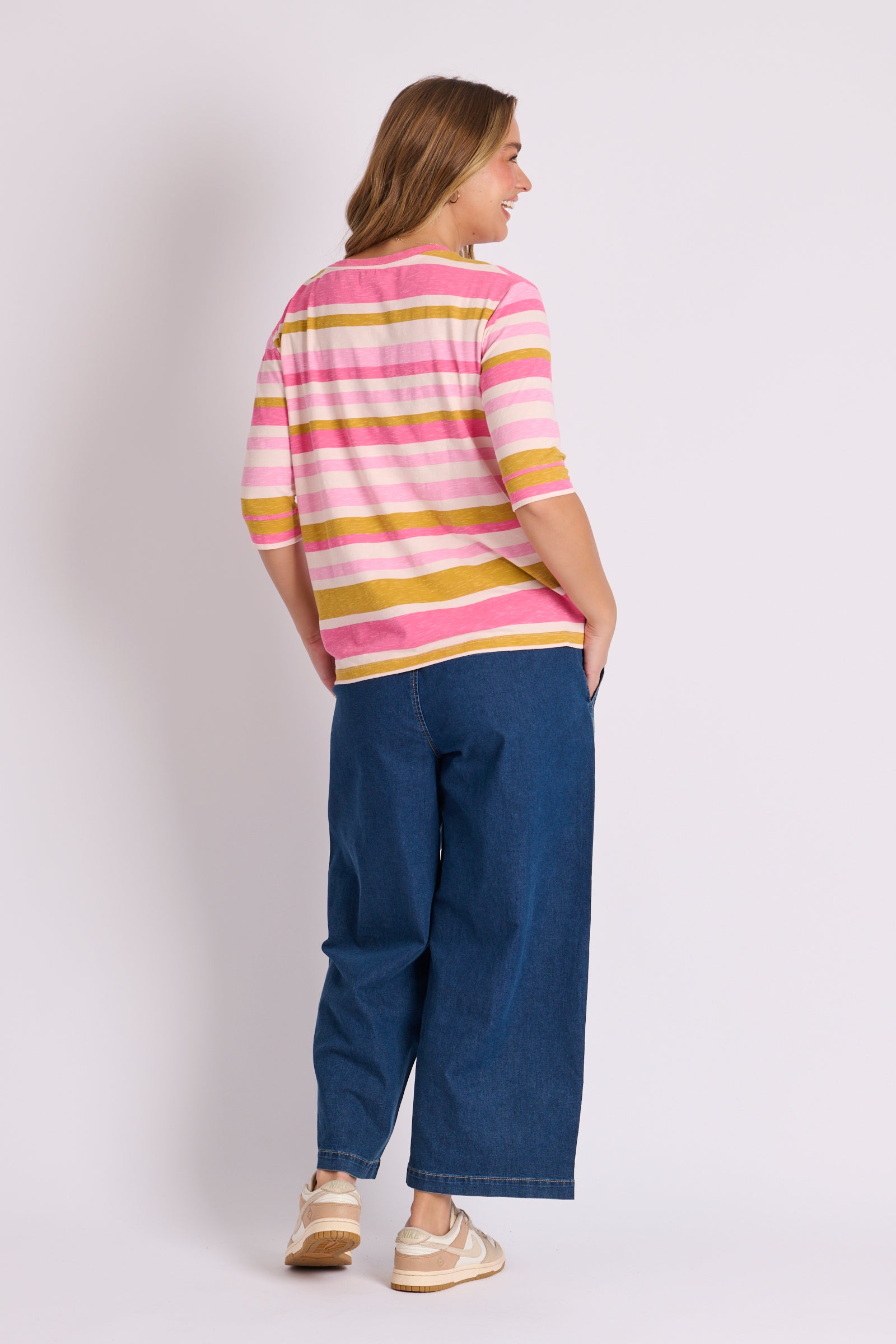 Cuff Tee - Pink Multi Stripe