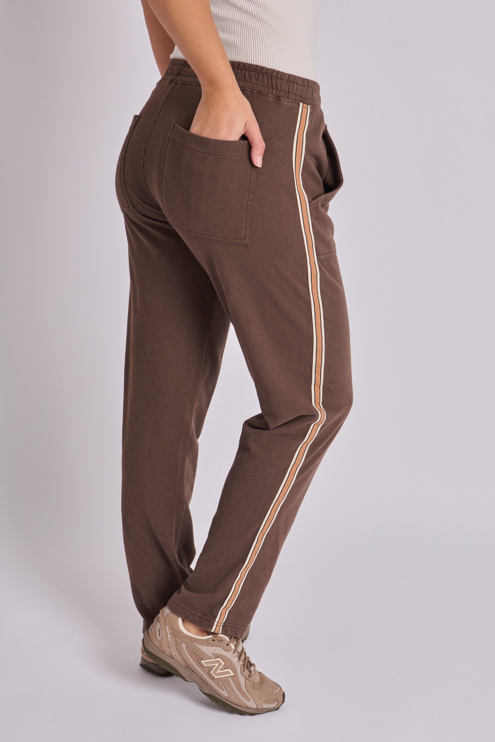 Relaxed Tape Detail Pant - Brown