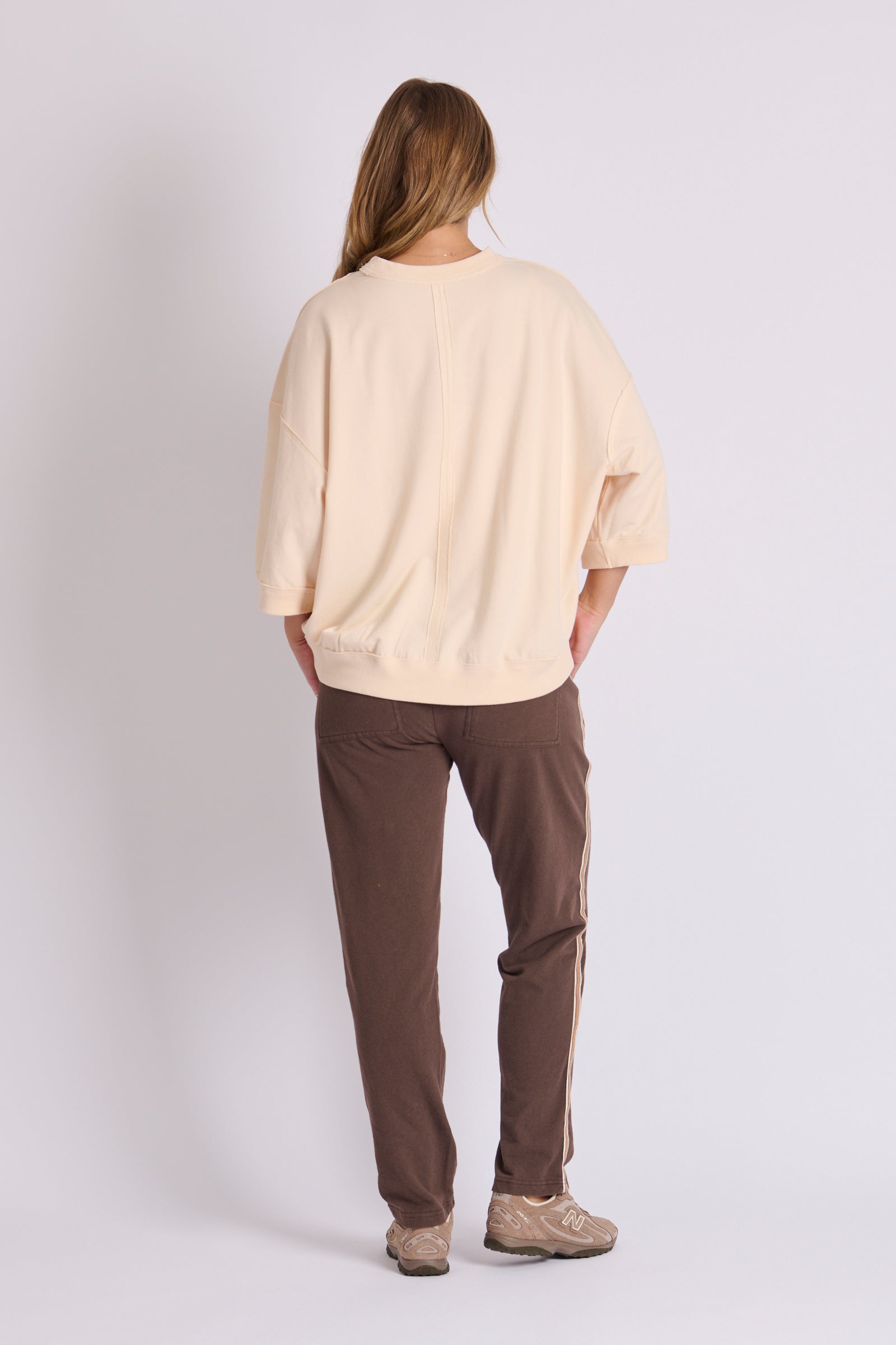Crew Neck Half Sleeve Top - Stone Floral Print