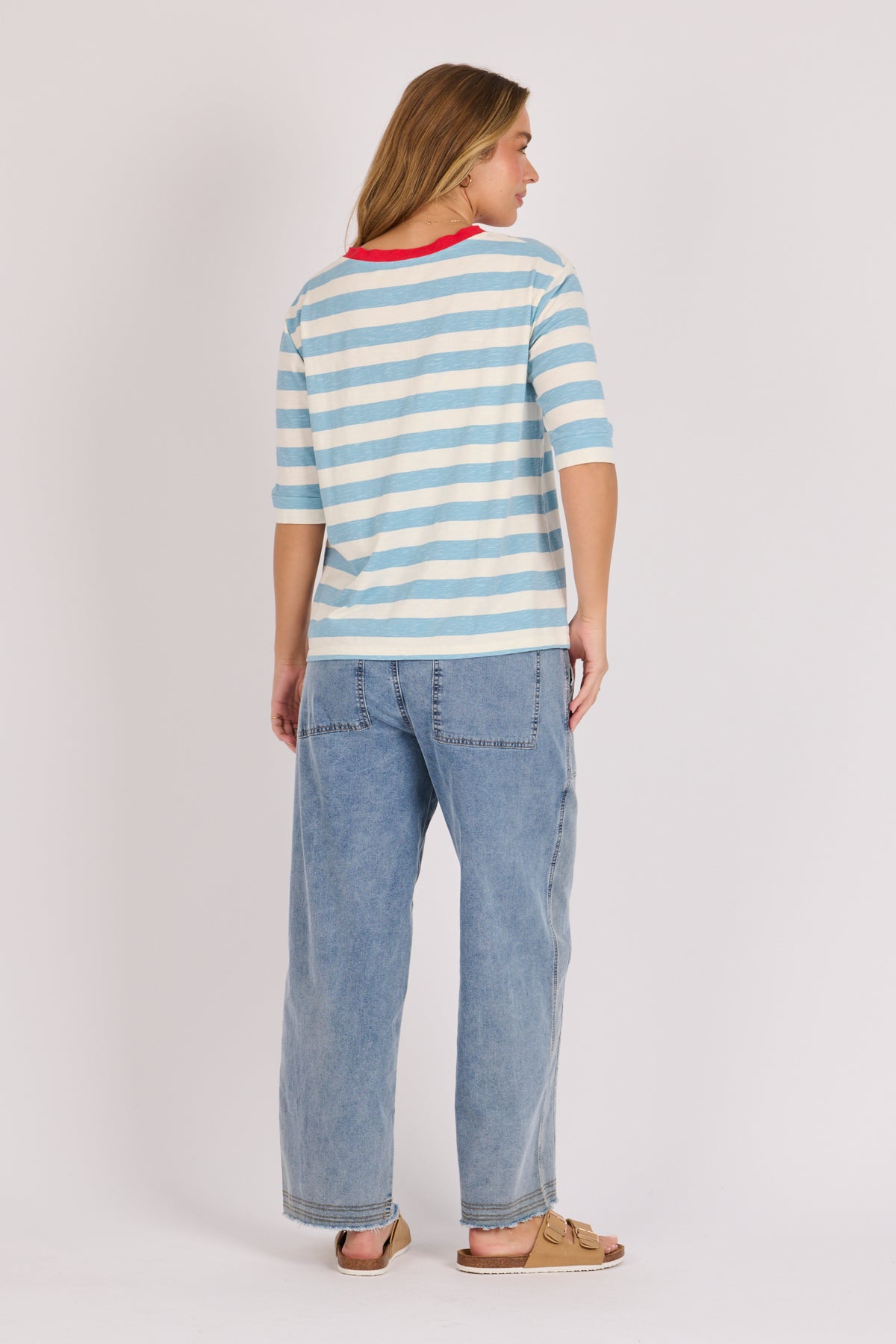 Half Sleeve Tee - Blue Stripe