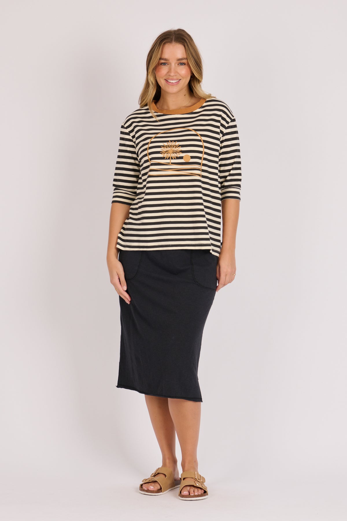Half Sleeve Tee - Black Stripe