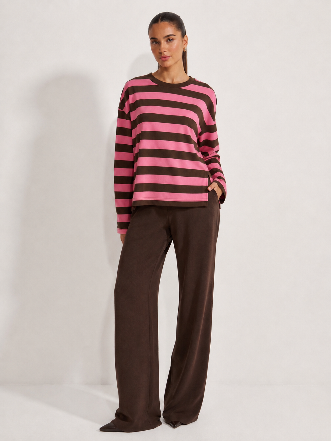 Hollie Long Sleeve - Pink/Chocolate