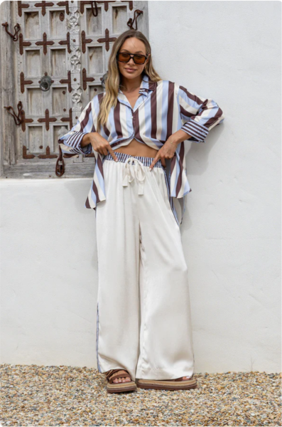 Portofino Satin Stripe Pants