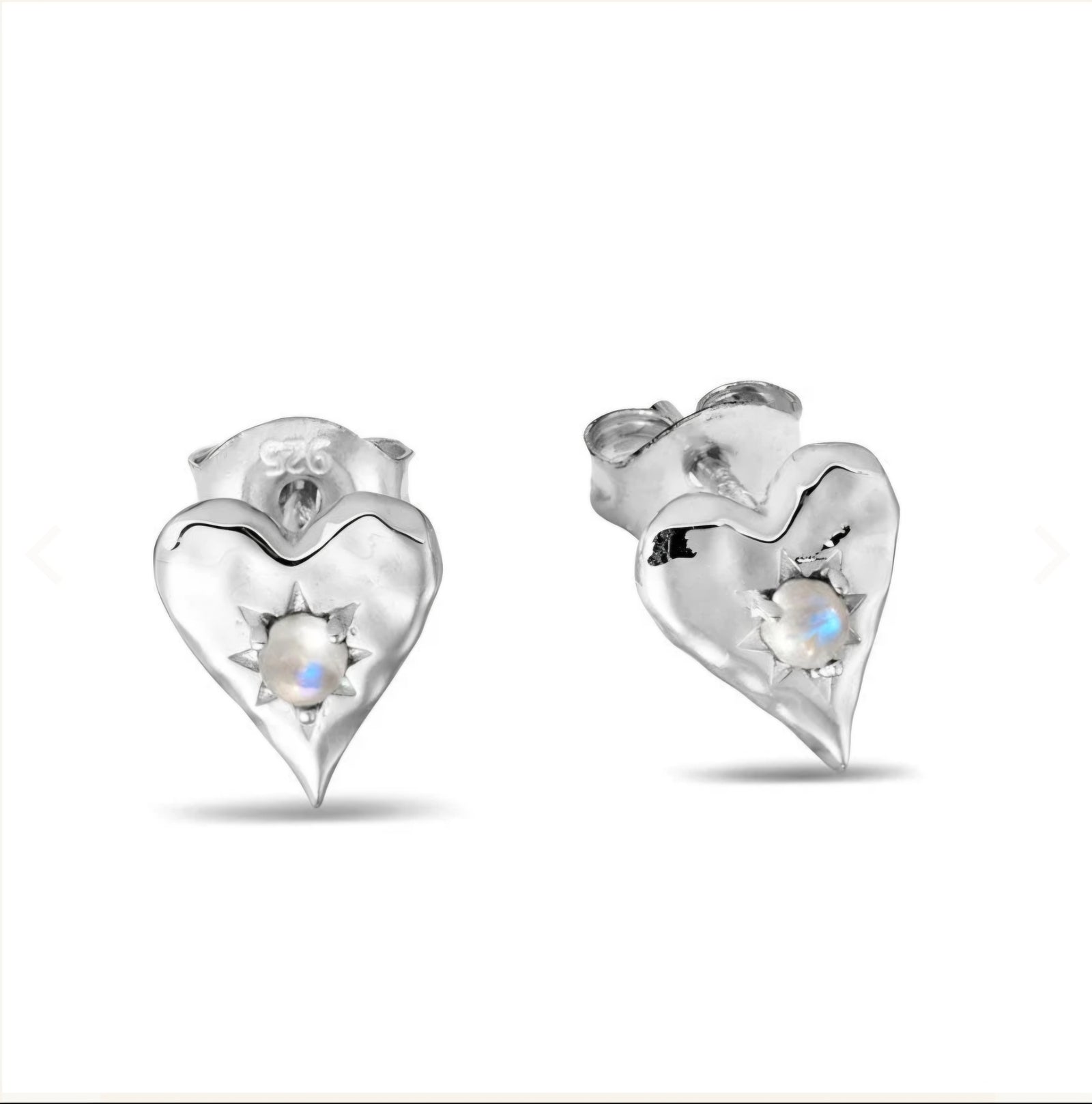 Love Heart Moonstone Studs