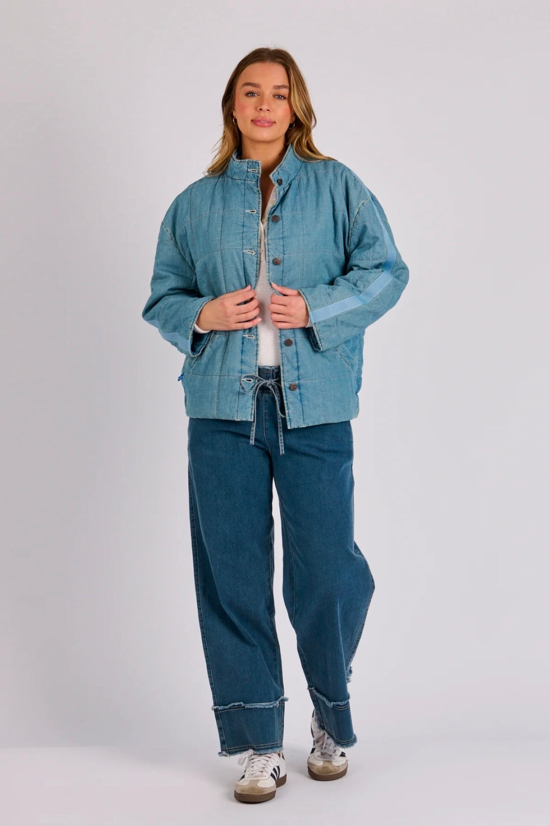 Padded Bomber Jacket - Denim Blue