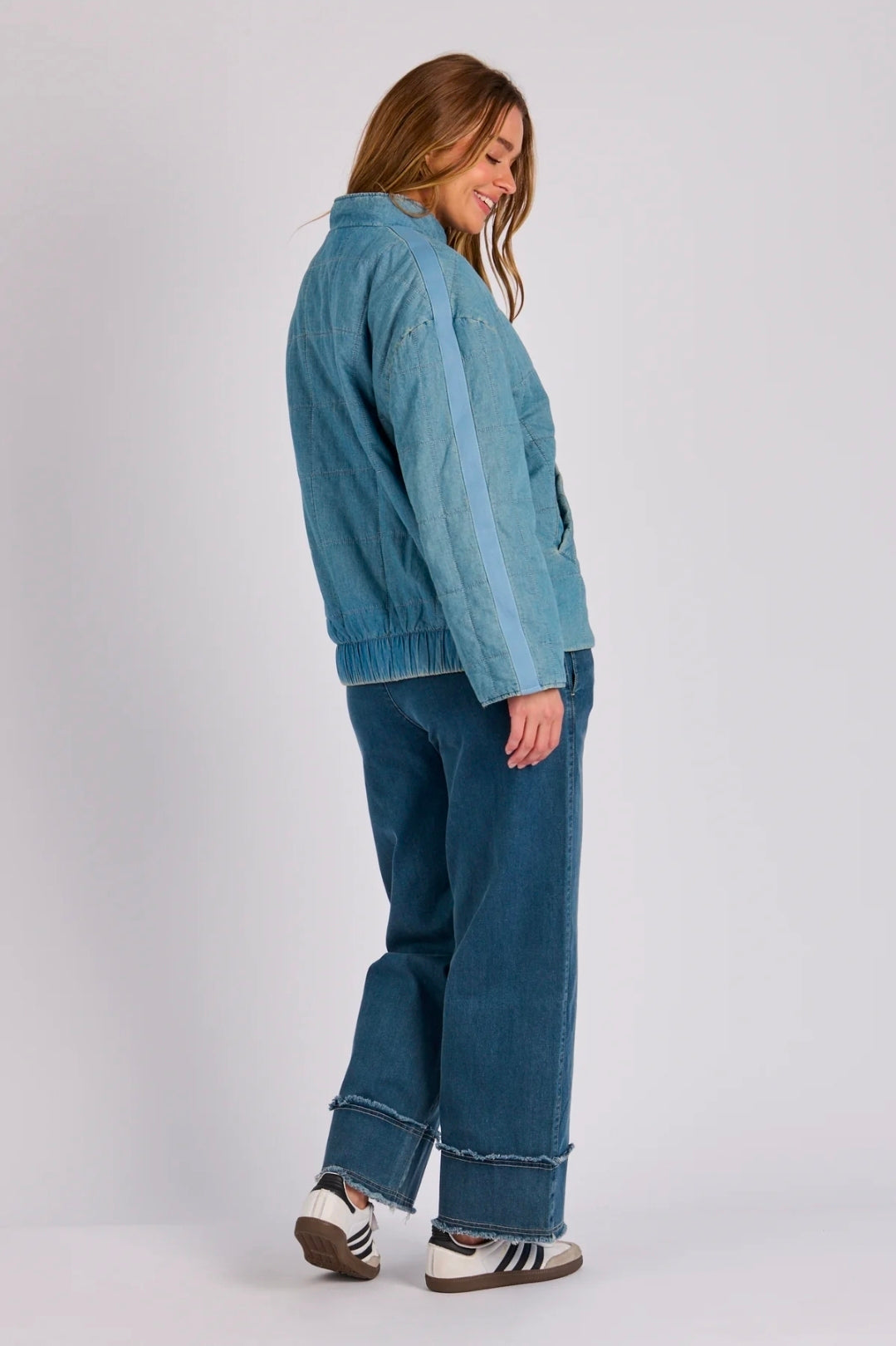 Padded Bomber Jacket - Denim Blue