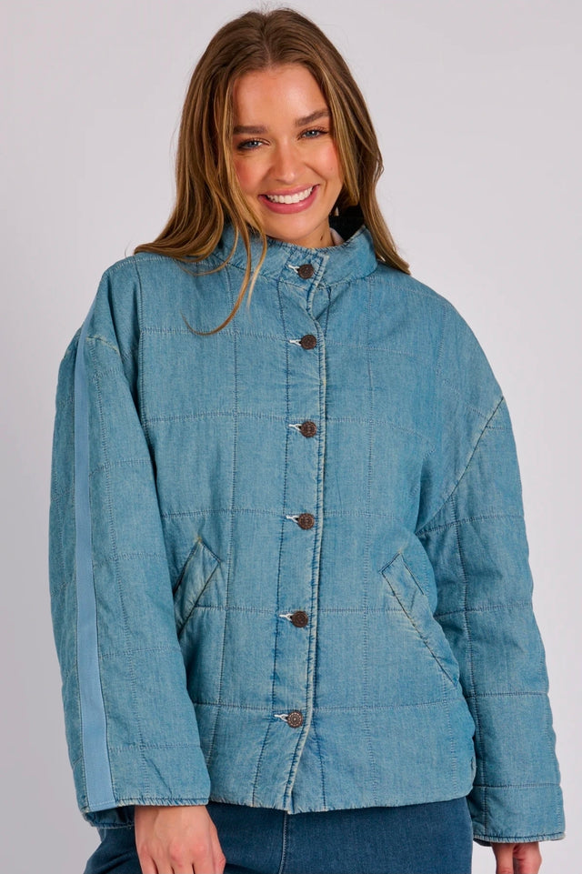 Padded Bomber Jacket - Denim Blue