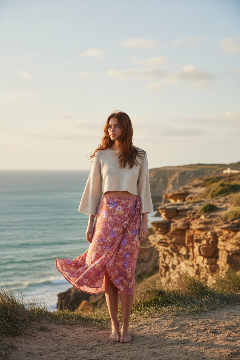 Meadow Wrap Skirt – Pink Floral
