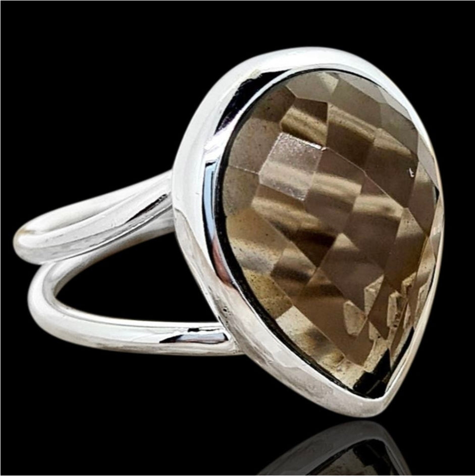 Silvern Gem Smoky Quartz Shadow Ring