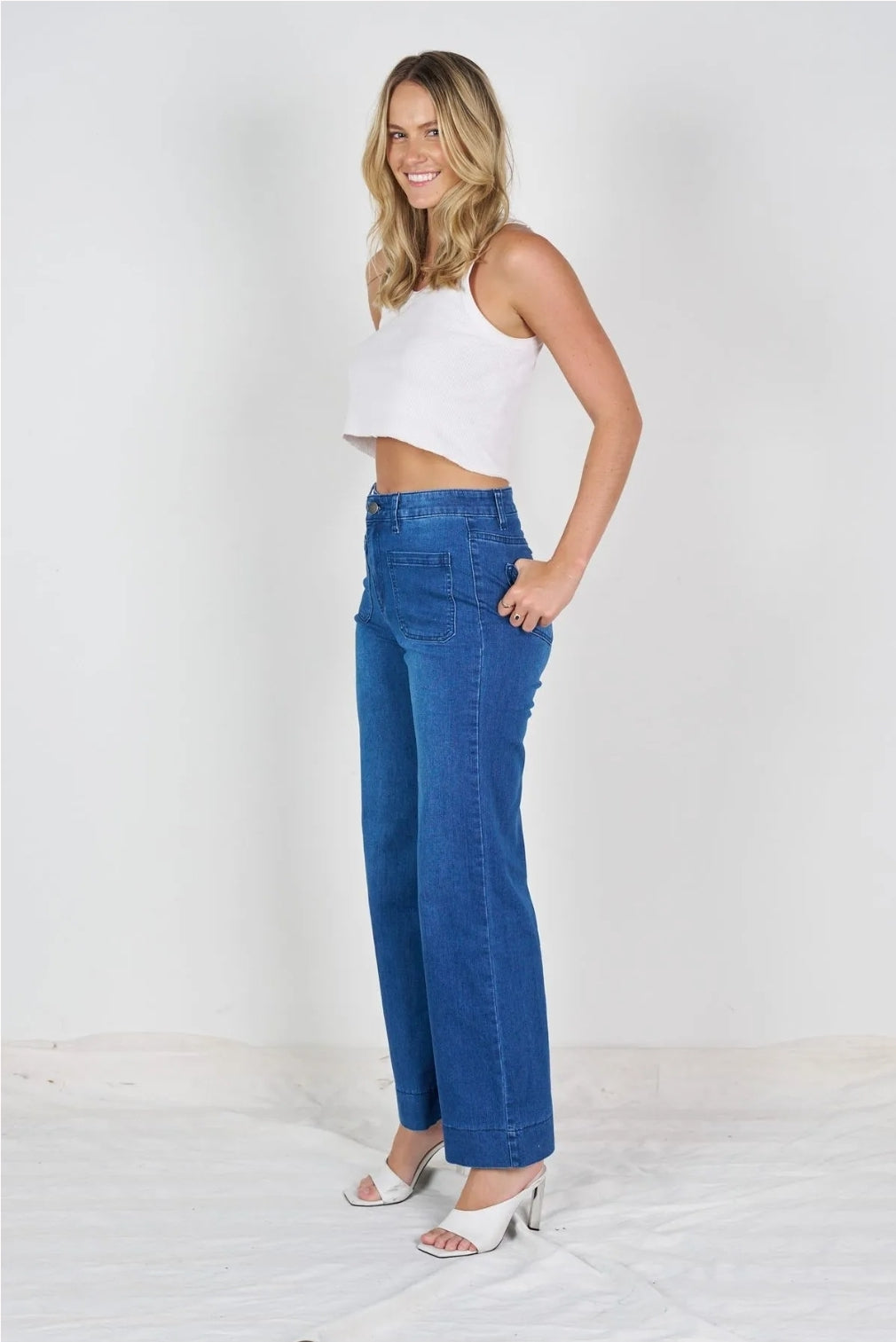 Wakee Tessa Drift Jean in Dark Denim Side