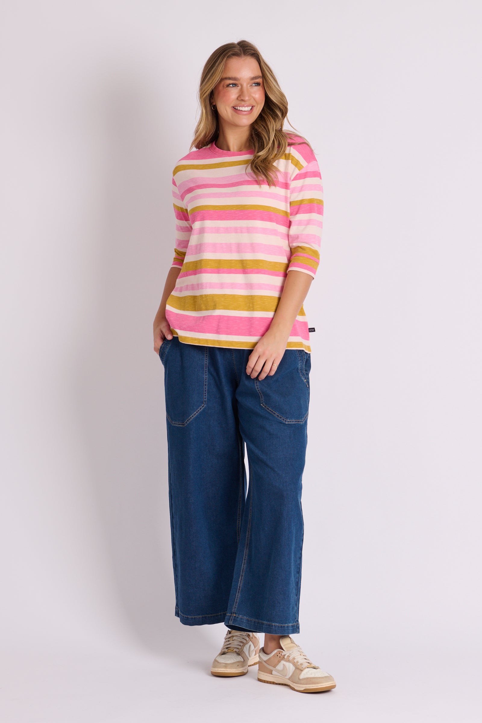 Cuff Tee - Pink Multi Stripe