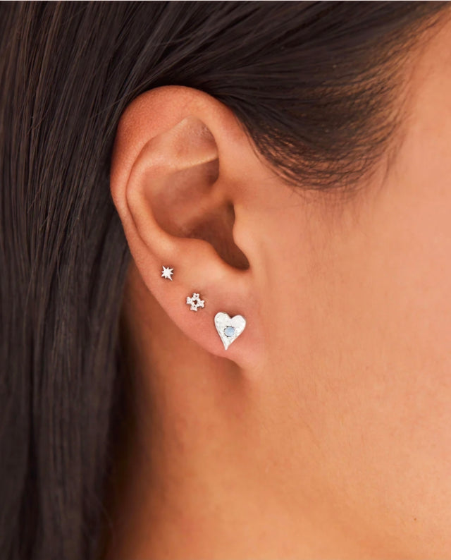 Love Heart Moonstone Studs