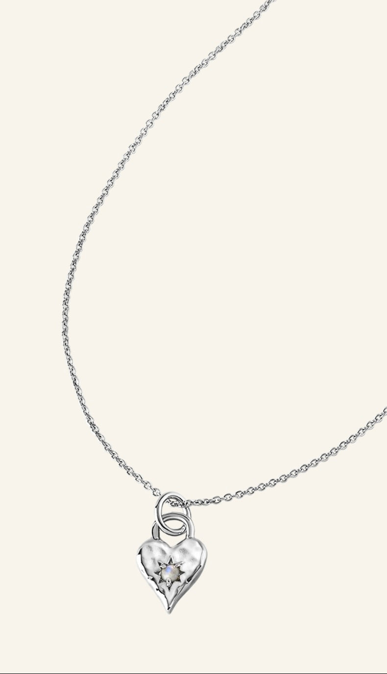 Midsummer Star Love Heart Moonstone Necklace