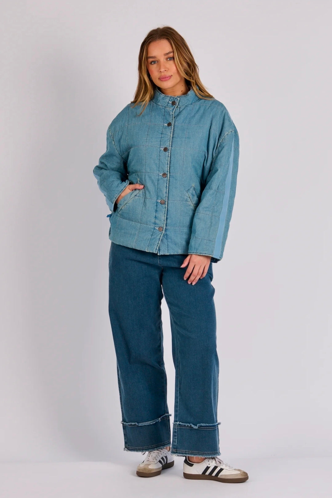 Padded Bomber Jacket - Denim Blue
