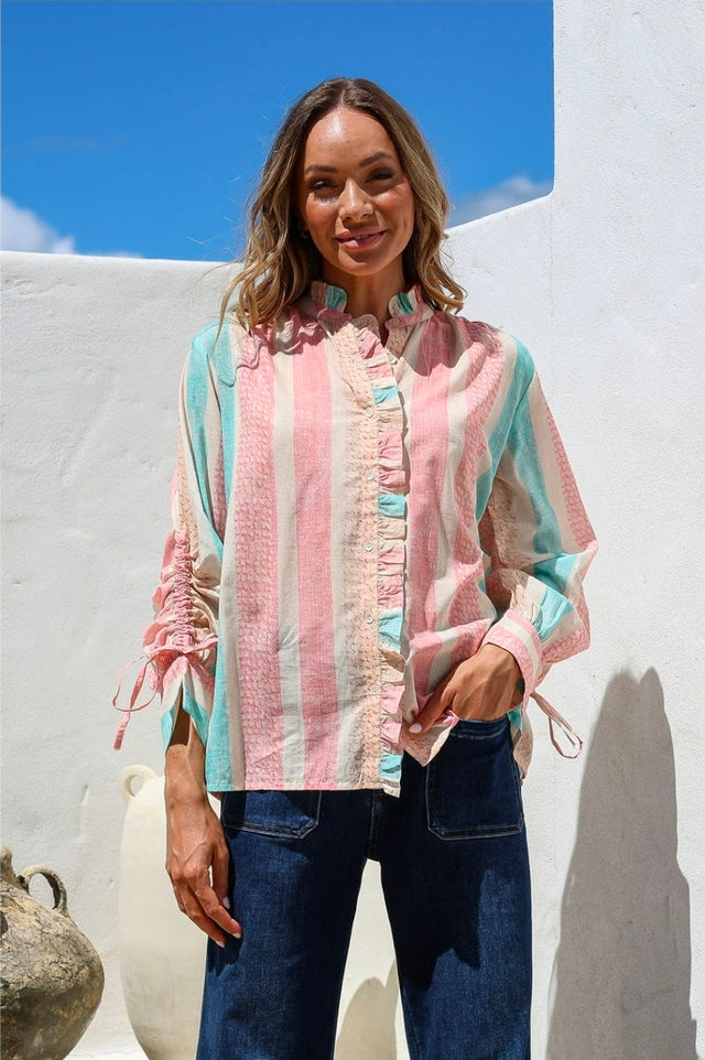 White Poetry Sunset Ruffle Blouse